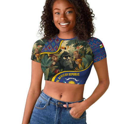 Central African Republic Raglan Cropped T shirt Jungle Animal - African Pride
