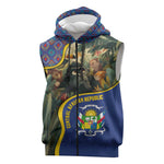 Central African Republic Sleeveless Zip Hoodie Jungle Animal - African Pride