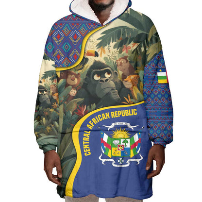 Central African Republic Wearable Blanket Hoodie Jungle Animal - African Pride