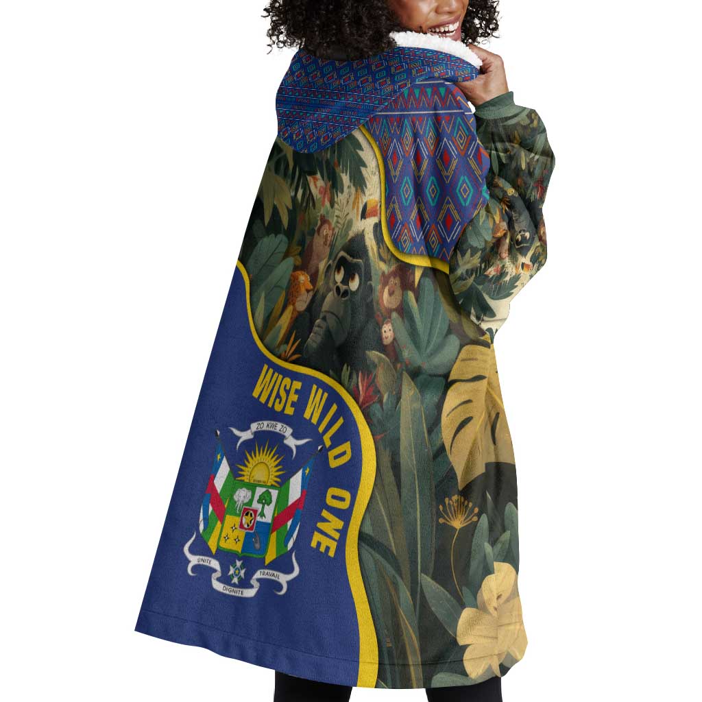Central African Republic Wearable Blanket Hoodie Jungle Animal - African Pride