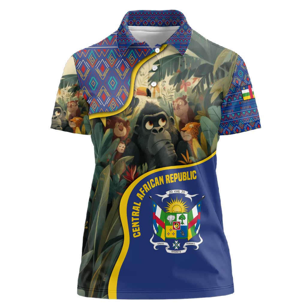 Central African Republic Women Polo Shirt Jungle Animal - African Pride