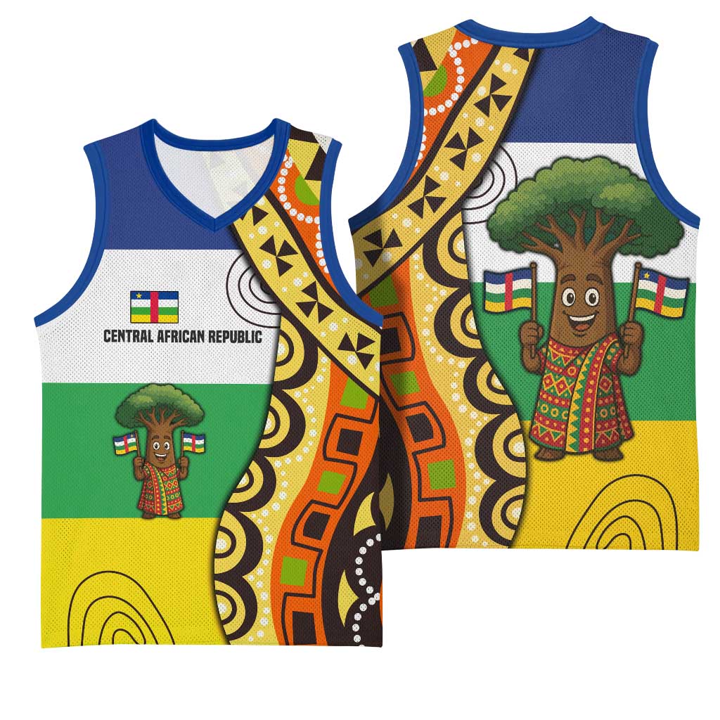 Central African Republic Basketball Jersey Baobab and Flag TS04