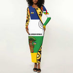 Central African Republic Long Sleeve Bodycon Dress Baobab and Flag - African Pride