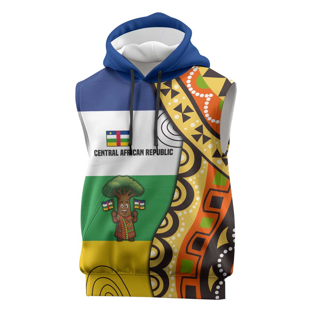 Central African Republic Sleeveless Hoodie Baobab and Flag - African Pride