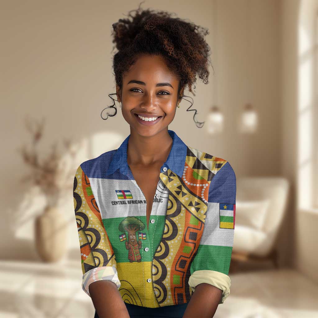 Central African Republic Women Casual Shirt Baobab and Flag - African Pride
