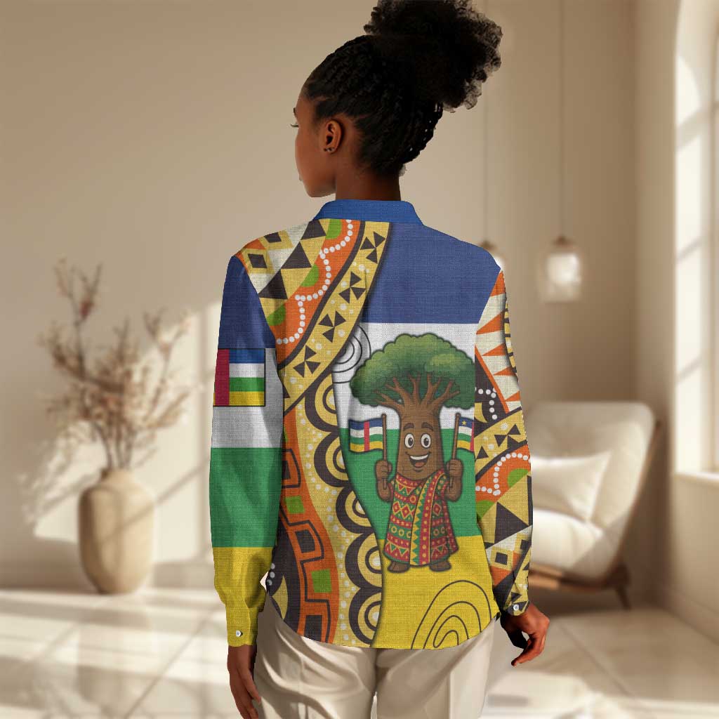 Central African Republic Women Casual Shirt Baobab and Flag - African Pride