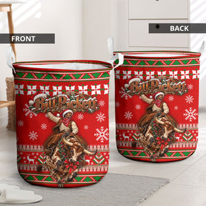 Bill Pickett Christmas Cowboy Laundry Basket Snowy Winter Western Rodeo Horse Rider Art