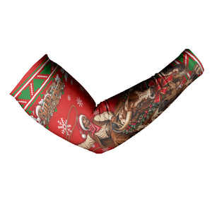 Bill Pickett Christmas Cowboy Arm Sleeves Snowy Winter Western Rodeo Horse Rider Art