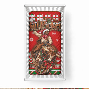 Bill Pickett Christmas Cowboy Baby Bed Cover Snowy Winter Western Rodeo Horse Rider Art