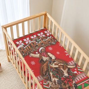 Bill Pickett Christmas Cowboy Baby Bed Cover Snowy Winter Western Rodeo Horse Rider Art