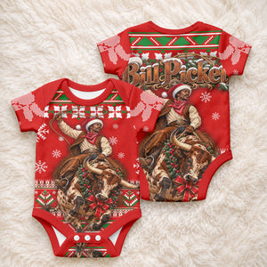 Bill Pickett Christmas Cowboy Baby Onesie Snowy Winter Western Rodeo Horse Rider Art