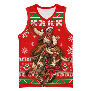 Bill Pickett Christmas Cowboy Basketball Jersey Snowy Winter Western Rodeo Horse Rider Art