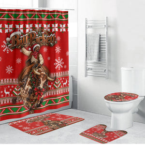 Bill Pickett Christmas Cowboy Bathroom Set Snowy Winter Western Rodeo Horse Rider Art