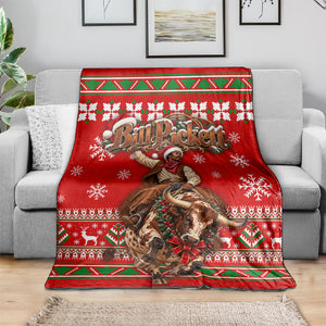 Bill Pickett Christmas Cowboy Blanket Snowy Winter Western Rodeo Horse Rider Art