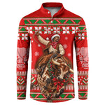 Bill Pickett Christmas Cowboy Button Sweatshirt Snowy Winter Western Rodeo Horse Rider Art
