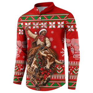 Bill Pickett Christmas Cowboy Button Sweatshirt Snowy Winter Western Rodeo Horse Rider Art