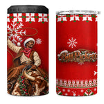 Bill Pickett Christmas Cowboy 4 in 1 Can Cooler Tumbler Snowy Winter Western Rodeo Horse Rider Art