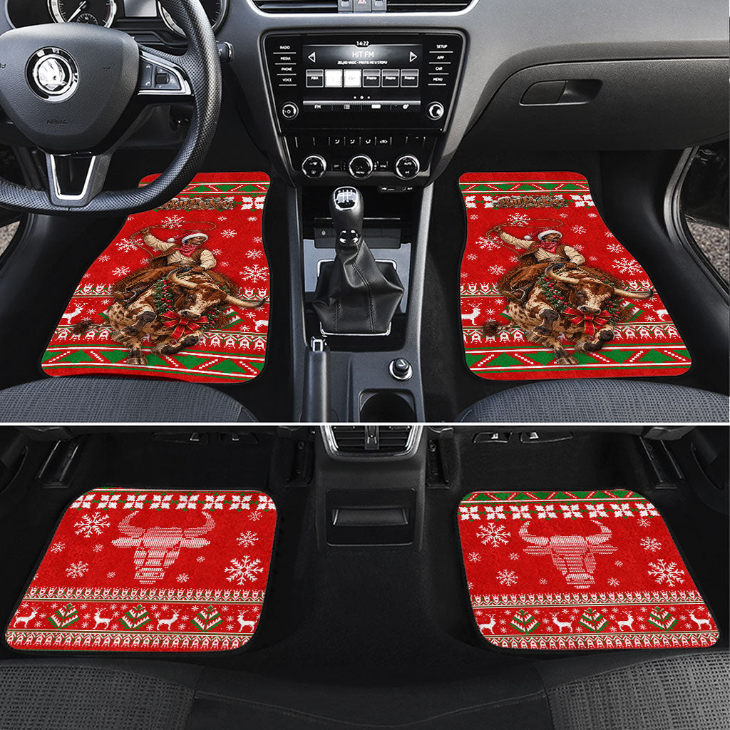 Bill Pickett Christmas Cowboy Car Mats Snowy Winter Western Rodeo Horse Rider Art