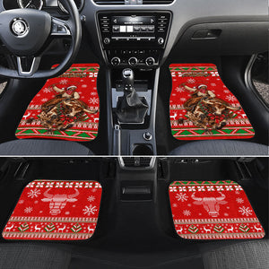 Bill Pickett Christmas Cowboy Car Mats Snowy Winter Western Rodeo Horse Rider Art