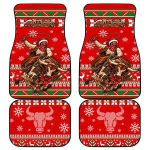Bill Pickett Christmas Cowboy Car Mats Snowy Winter Western Rodeo Horse Rider Art