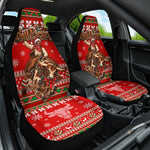Bill Pickett Christmas Cowboy Car Seat Cover Snowy Winter Western Rodeo Horse Rider Art