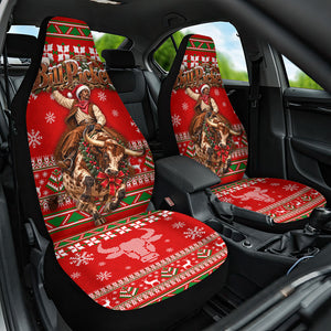 Bill Pickett Christmas Cowboy Car Seat Cover Snowy Winter Western Rodeo Horse Rider Art