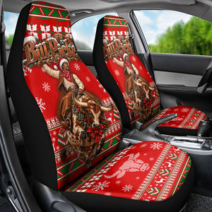 Bill Pickett Christmas Cowboy Car Seat Cover Snowy Winter Western Rodeo Horse Rider Art