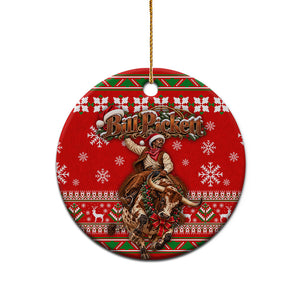 Bill Pickett Christmas Cowboy Ceramic Ornament Snowy Winter Western Rodeo Horse Rider Art