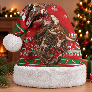 Bill Pickett Christmas Cowboy Christmas Santa Hat Snowy Winter Western Rodeo Horse Rider Art