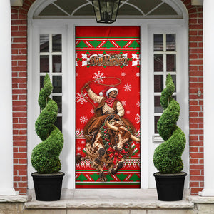 Bill Pickett Christmas Cowboy Door Cover Snowy Winter Western Rodeo Horse Rider Art