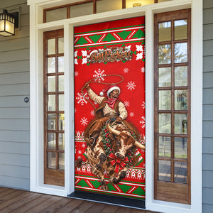 Bill Pickett Christmas Cowboy Door Cover Snowy Winter Western Rodeo Horse Rider Art