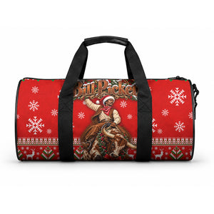 Bill Pickett Christmas Cowboy Duffle Bag Snowy Winter Western Rodeo Horse Rider Art