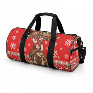 Bill Pickett Christmas Cowboy Duffle Bag Snowy Winter Western Rodeo Horse Rider Art