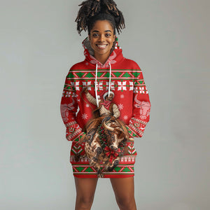 Bill Pickett Christmas Cowboy Hoodie Dress Snowy Winter Western Rodeo Horse Rider Art