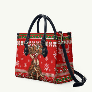 Bill Pickett Christmas Cowboy Leather Bag Snowy Winter Western Rodeo Horse Rider Art