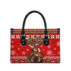 Bill Pickett Christmas Cowboy Leather Bag Snowy Winter Western Rodeo Horse Rider Art