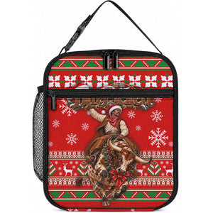 Bill Pickett Christmas Cowboy Lunch Bag Snowy Winter Western Rodeo Horse Rider Art