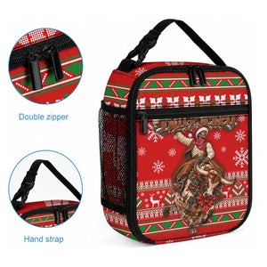Bill Pickett Christmas Cowboy Lunch Bag Snowy Winter Western Rodeo Horse Rider Art