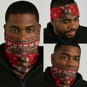 Bill Pickett Christmas Cowboy Neck Gaiter Snowy Winter Western Rodeo Horse Rider Art