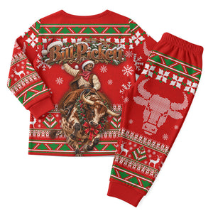 Bill Pickett Christmas Cowboy Christmas Pajama Set Snowy Winter Western Rodeo Horse Rider Art