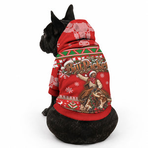 Bill Pickett Christmas Cowboy Pet Hoodie Snowy Winter Western Rodeo Horse Rider Art