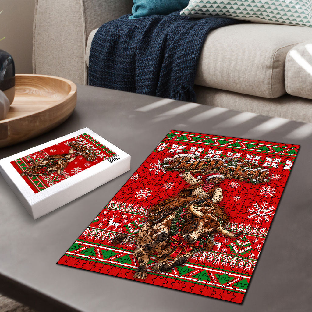 Bill Pickett Christmas Cowboy Puzzle Snowy Winter Western Rodeo Horse Rider Art