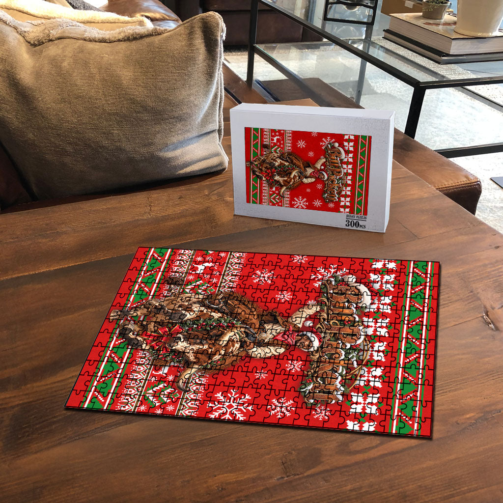 Bill Pickett Christmas Cowboy Puzzle Snowy Winter Western Rodeo Horse Rider Art