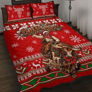 Bill Pickett Christmas Cowboy Quilt Bed Set Snowy Winter Western Rodeo Horse Rider Art