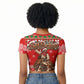 Bill Pickett Christmas Cowboy Raglan Cropped T shirt Snowy Winter Western Rodeo Horse Rider Art
