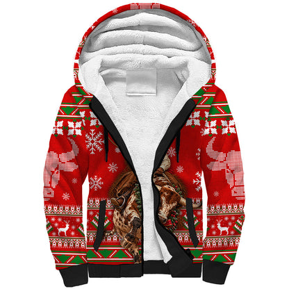 Bill Pickett Christmas Cowboy Sherpa Hoodie Snowy Winter Western Rodeo Horse Rider Art