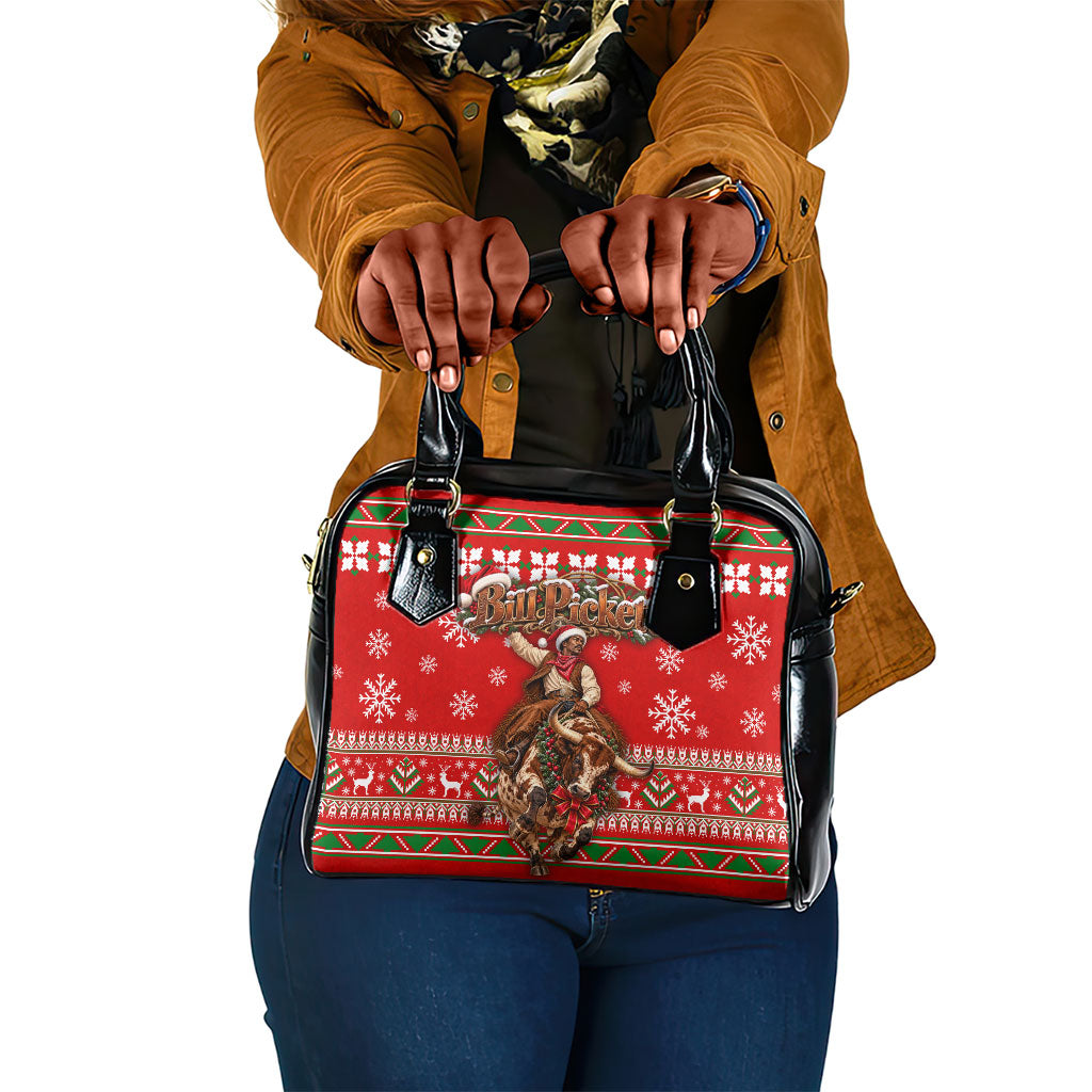 Bill Pickett Christmas Cowboy Shoulder Handbag Snowy Winter Western Rodeo Horse Rider Art