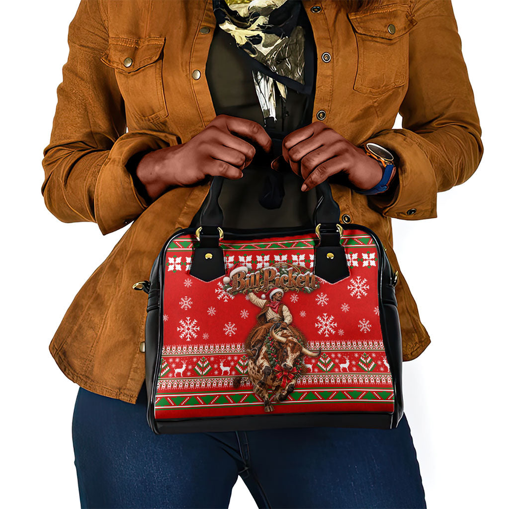 Bill Pickett Christmas Cowboy Shoulder Handbag Snowy Winter Western Rodeo Horse Rider Art
