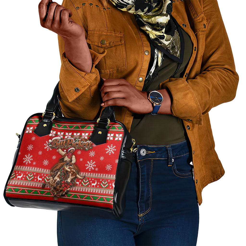 Bill Pickett Christmas Cowboy Shoulder Handbag Snowy Winter Western Rodeo Horse Rider Art