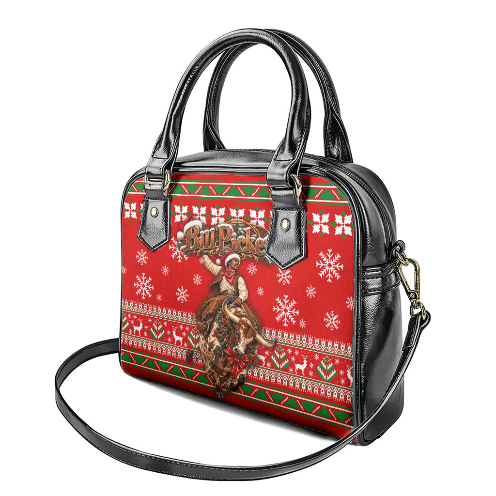 Bill Pickett Christmas Cowboy Shoulder Handbag Snowy Winter Western Rodeo Horse Rider Art